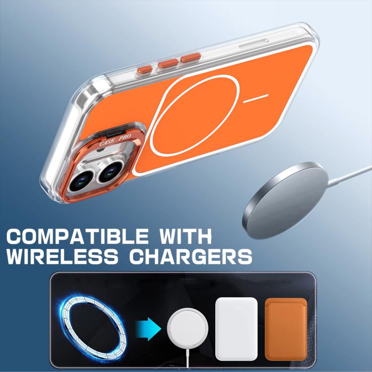 For iPhone 16 Bright Color Blocking Camera Bracket Magnetic Phone Case