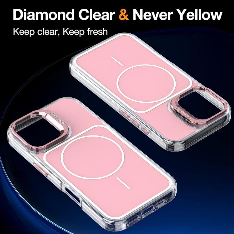 For iPhone 16 Bright Color Blocking Camera Bracket Magnetic Phone Case