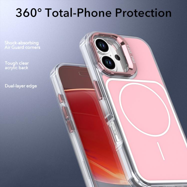 For iPhone 16 Bright Color Blocking Camera Bracket Magnetic Phone Case