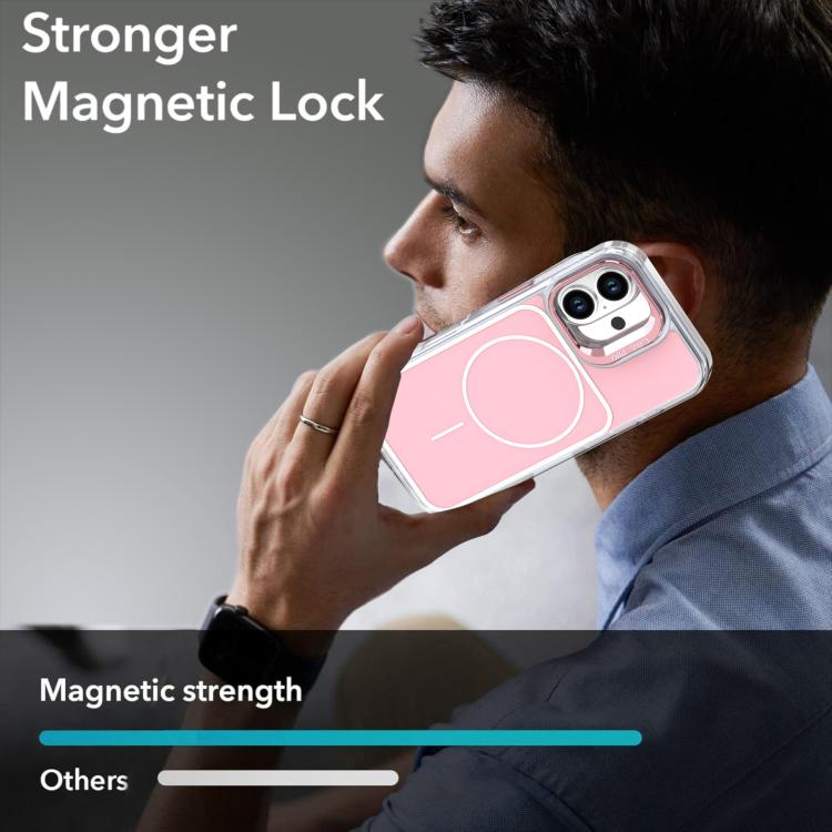 For iPhone 16 Bright Color Blocking Camera Bracket Magnetic Phone Case