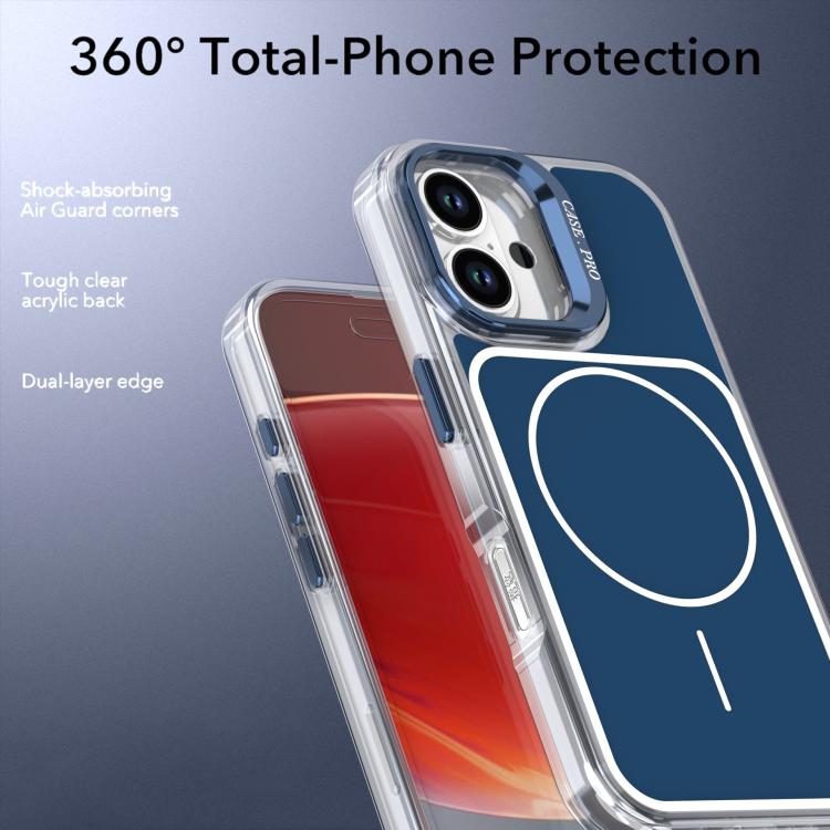 For iPhone 16 Bright Color Blocking Camera Bracket Magnetic Phone Case