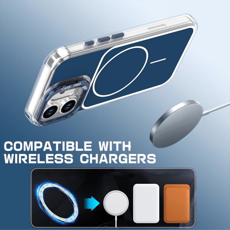 For iPhone 16 Bright Color Blocking Camera Bracket Magnetic Phone Case