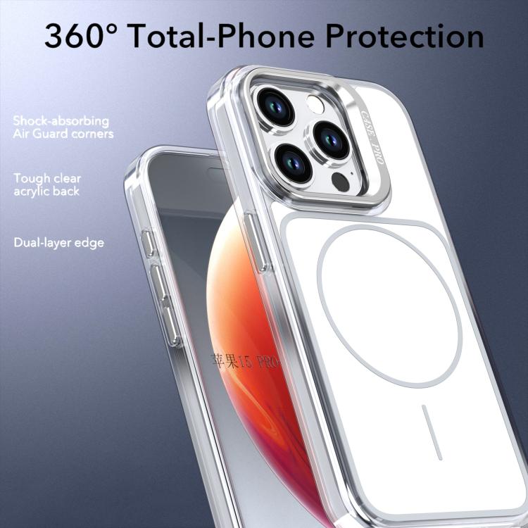 For iPhone 15 Pro Max Bright Color Blocking Camera Bracket Magnetic Phone Case