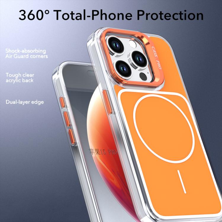 For iPhone 15 Pro Max Bright Color Blocking Camera Bracket Magnetic Phone Case