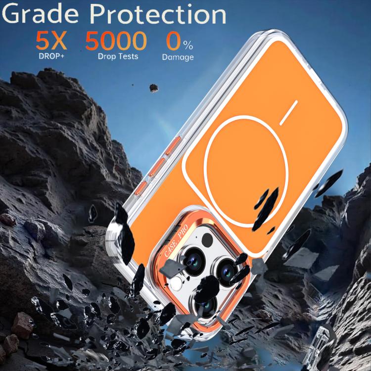 For iPhone 15 Pro Max Bright Color Blocking Camera Bracket Magnetic Phone Case