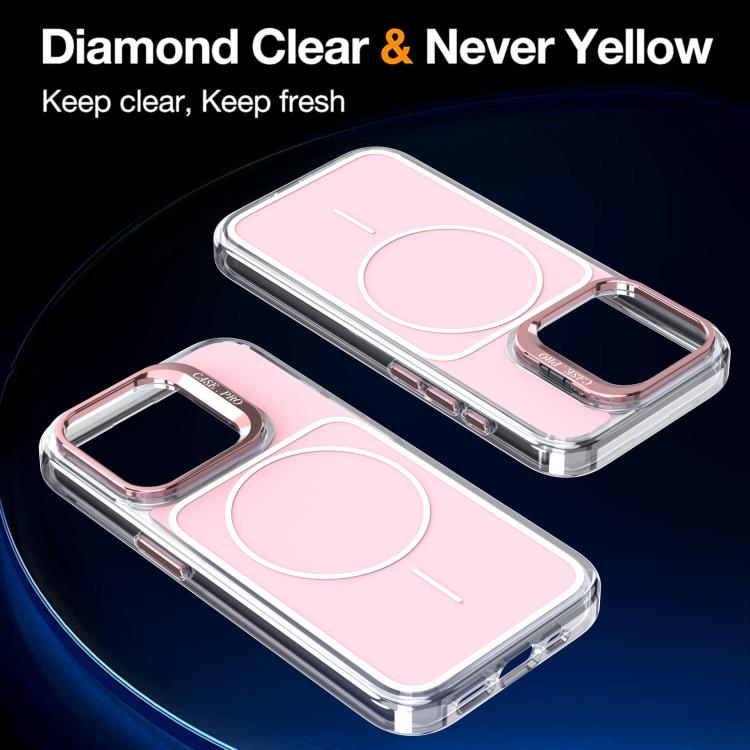 For iPhone 15 Pro Max Bright Color Blocking Camera Bracket Magnetic Phone Case