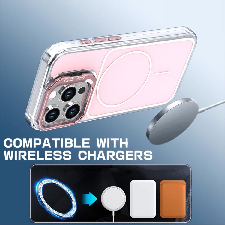 For iPhone 15 Pro Max Bright Color Blocking Camera Bracket Magnetic Phone Case