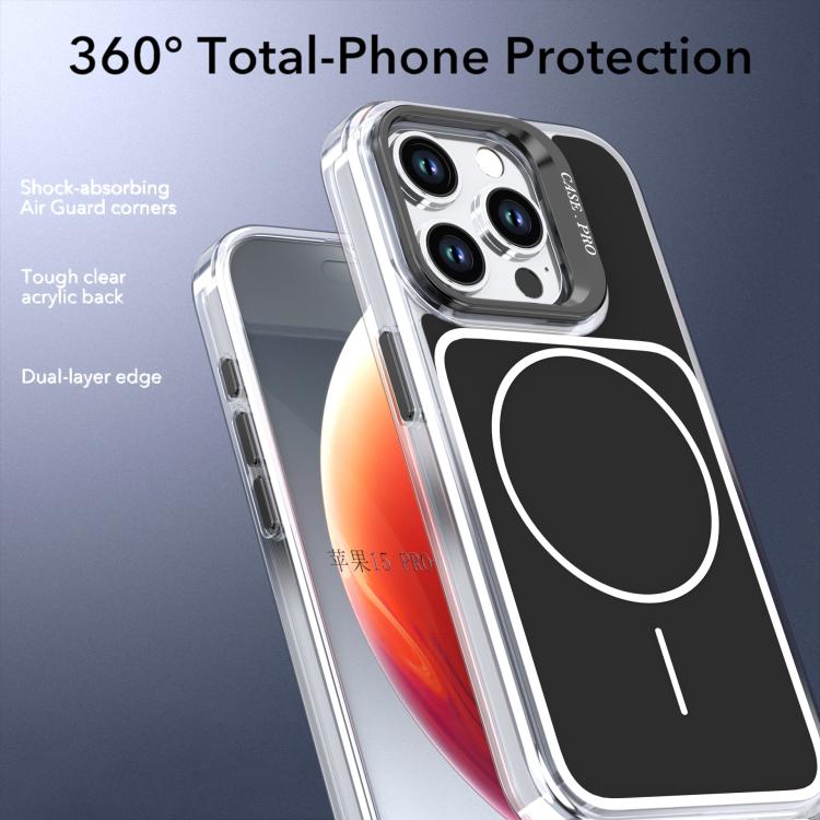 For iPhone 15 Pro Max Bright Color Blocking Camera Bracket Magnetic Phone Case
