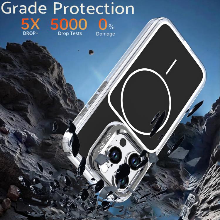 For iPhone 15 Pro Max Bright Color Blocking Camera Bracket Magnetic Phone Case