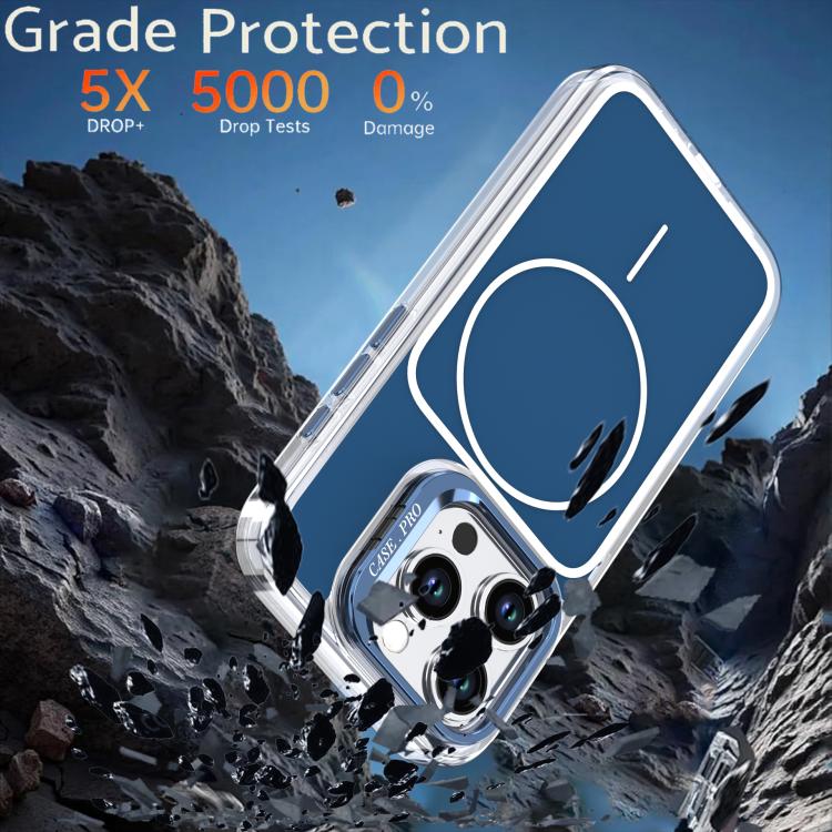 For iPhone 15 Pro Max Bright Color Blocking Camera Bracket Magnetic Phone Case