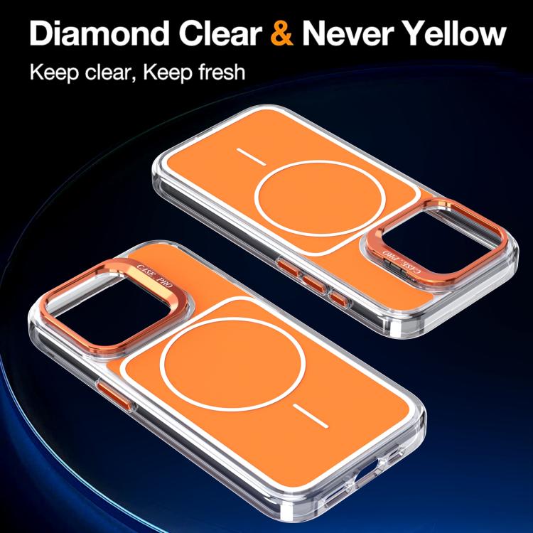 For iPhone 15 Pro Bright Color Blocking Camera Bracket Magnetic Phone Case