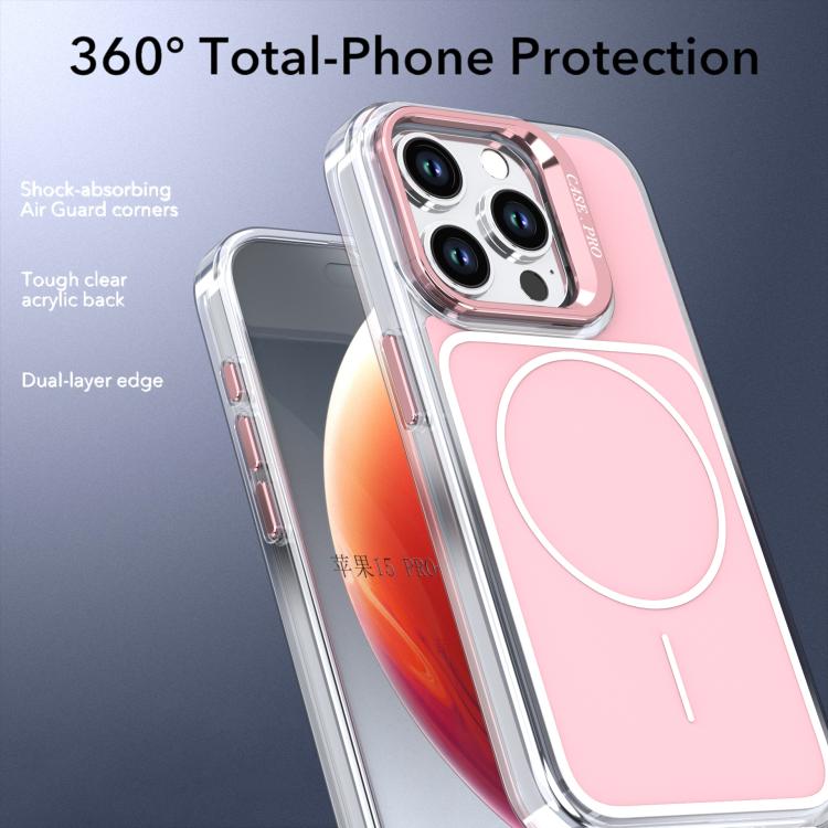 For iPhone 15 Pro Bright Color Blocking Camera Bracket Magnetic Phone Case
