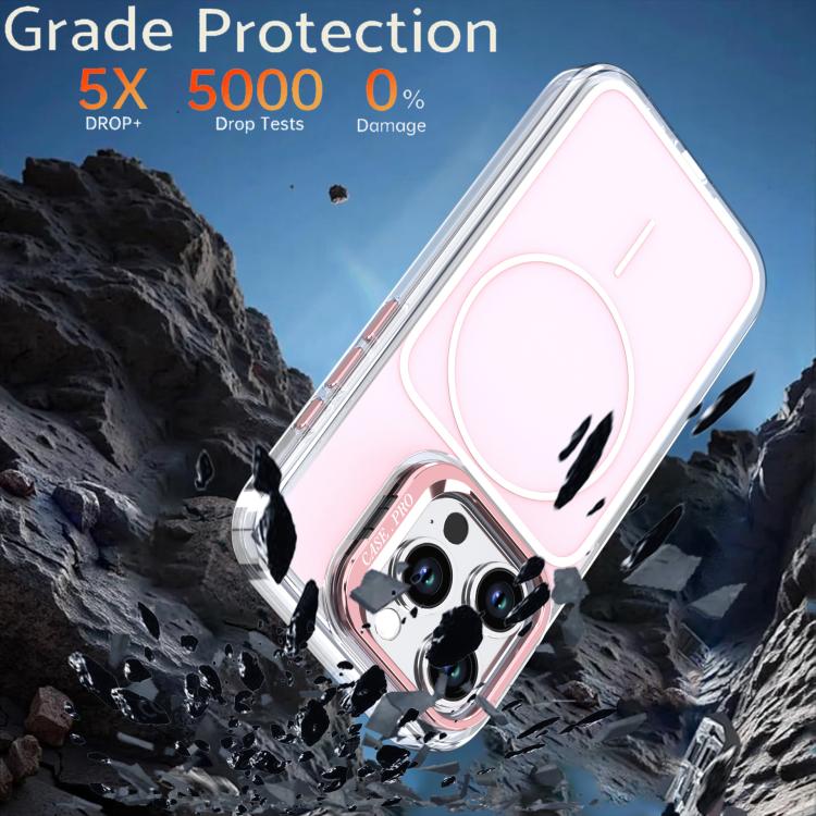For iPhone 15 Pro Bright Color Blocking Camera Bracket Magnetic Phone Case