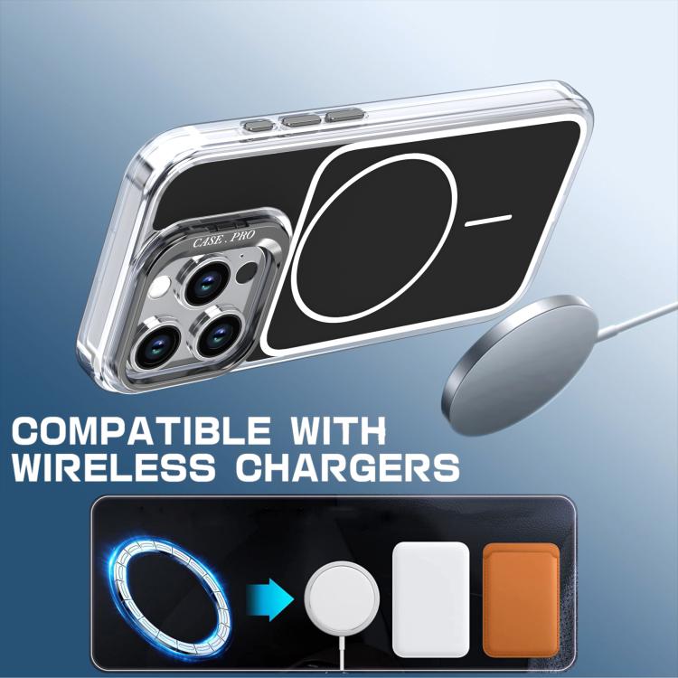 For iPhone 15 Pro Bright Color Blocking Camera Bracket Magnetic Phone Case