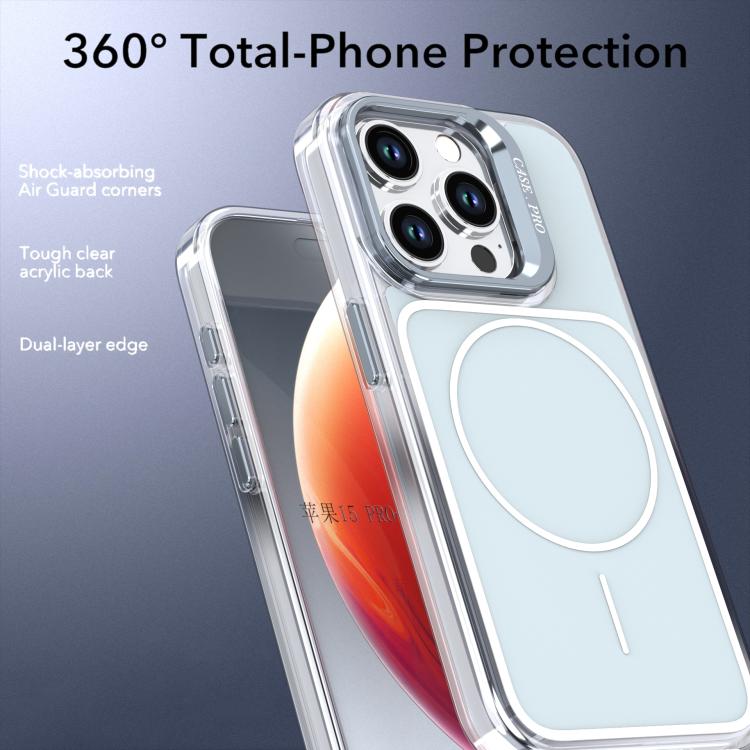For iPhone 15 Pro Bright Color Blocking Camera Bracket Magnetic Phone Case