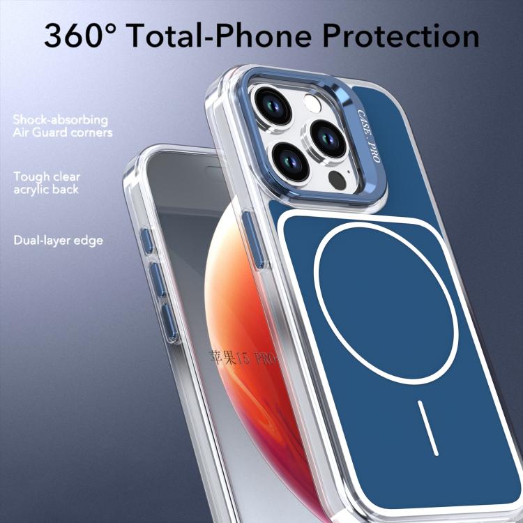 For iPhone 15 Pro Bright Color Blocking Camera Bracket Magnetic Phone Case
