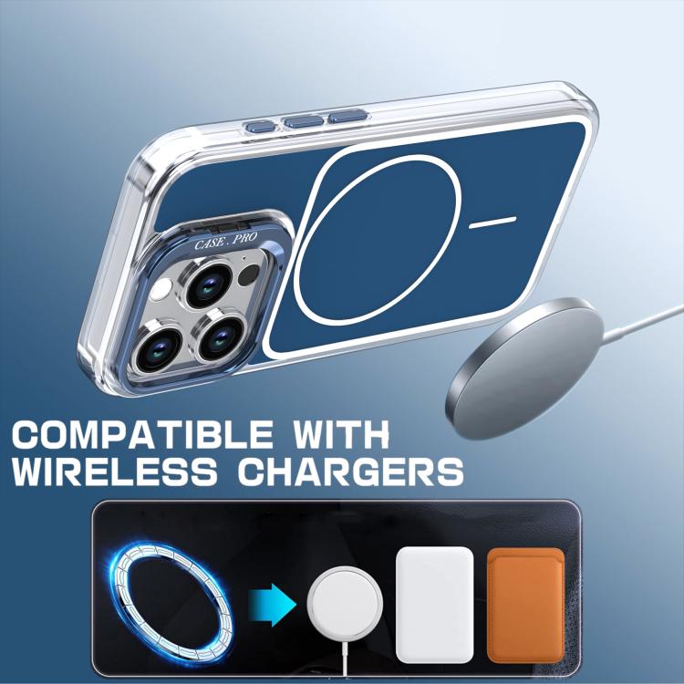 For iPhone 15 Pro Bright Color Blocking Camera Bracket Magnetic Phone Case