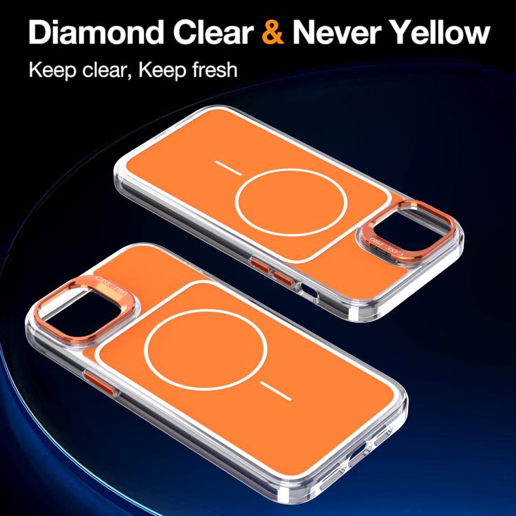 For iPhone 15 Plus Bright Color Blocking Camera Bracket Magnetic Phone Case