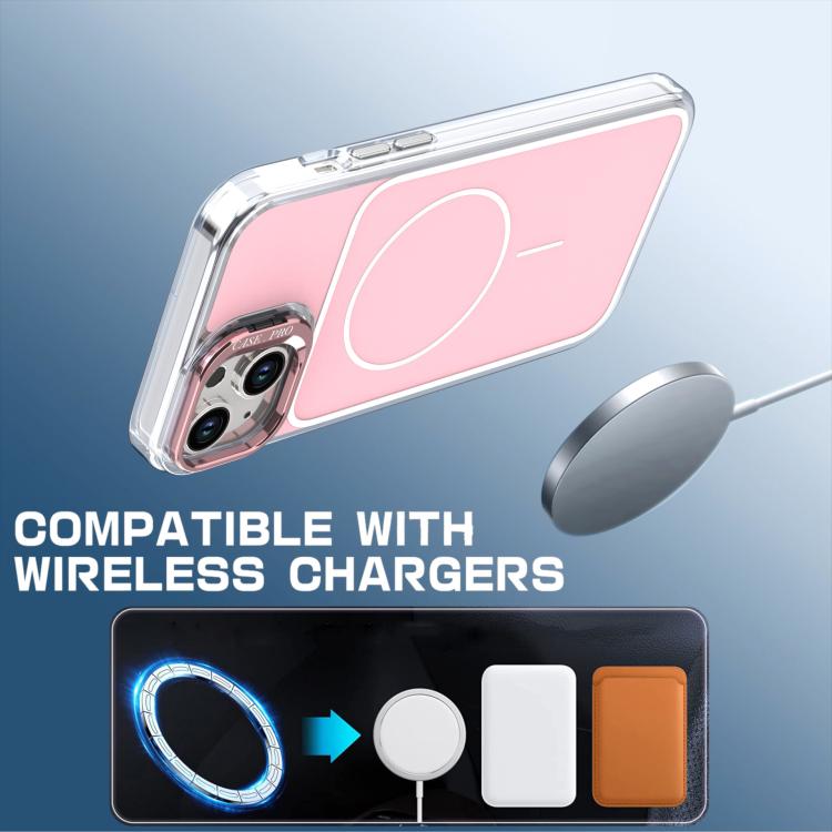 For iPhone 15 Plus Bright Color Blocking Camera Bracket Magnetic Phone Case