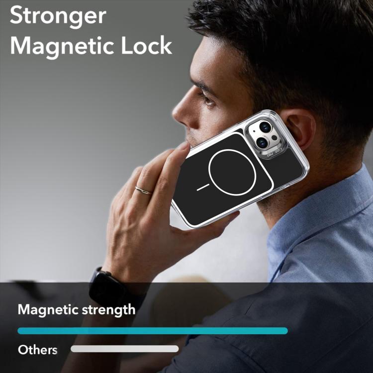 For iPhone 15 Plus Bright Color Blocking Camera Bracket Magnetic Phone Case