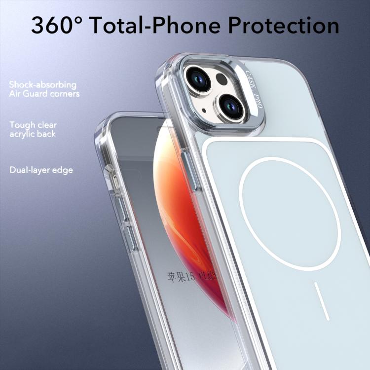 For iPhone 15 Plus Bright Color Blocking Camera Bracket Magnetic Phone Case