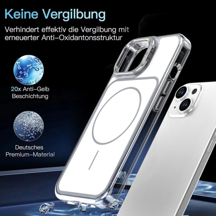 For iPhone 15 Bright Color Blocking Camera Bracket Magnetic Phone Case