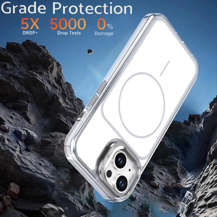 For iPhone 15 Bright Color Blocking Camera Bracket Magnetic Phone Case