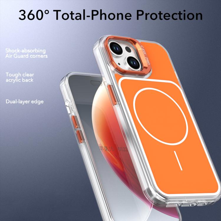 For iPhone 15 Bright Color Blocking Camera Bracket Magnetic Phone Case