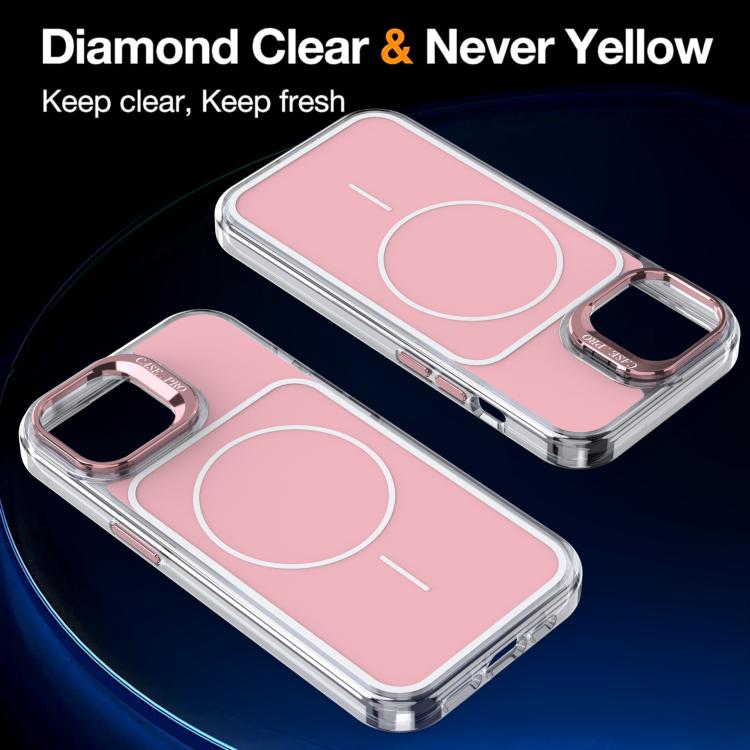 For iPhone 15 Bright Color Blocking Camera Bracket Magnetic Phone Case