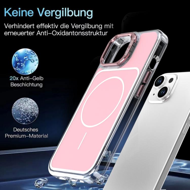 For iPhone 15 Bright Color Blocking Camera Bracket Magnetic Phone Case