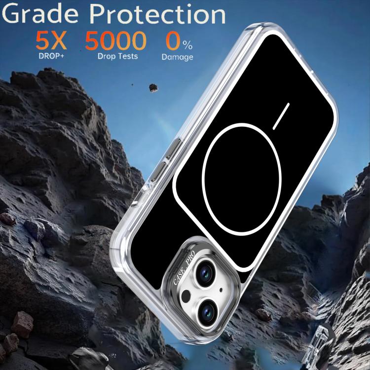 For iPhone 15 Bright Color Blocking Camera Bracket Magnetic Phone Case