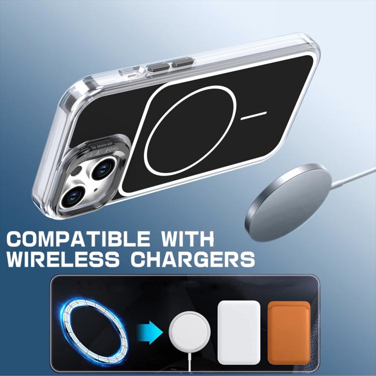 For iPhone 15 Bright Color Blocking Camera Bracket Magnetic Phone Case