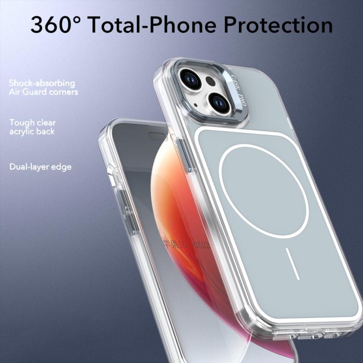 For iPhone 15 Bright Color Blocking Camera Bracket Magnetic Phone Case
