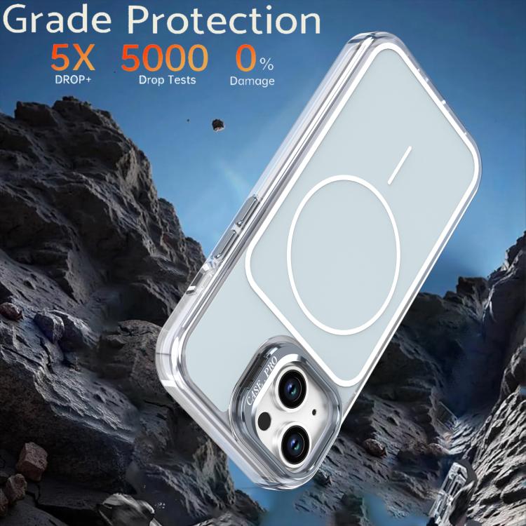 For iPhone 15 Bright Color Blocking Camera Bracket Magnetic Phone Case