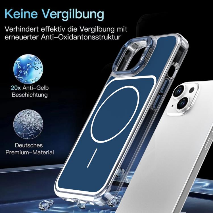 For iPhone 15 Bright Color Blocking Camera Bracket Magnetic Phone Case