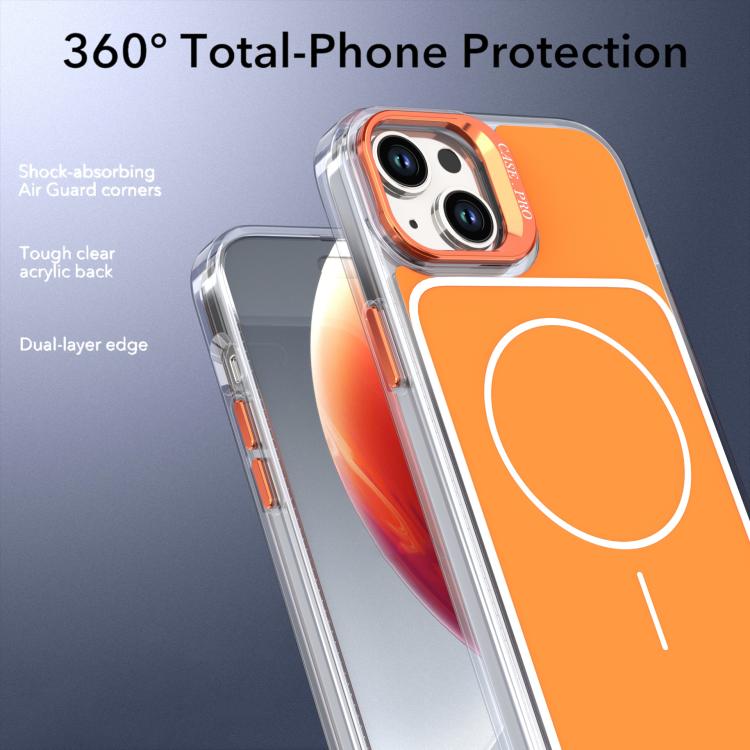 For iPhone 14 Plus Bright Color Blocking Camera Bracket Magnetic Phone Case