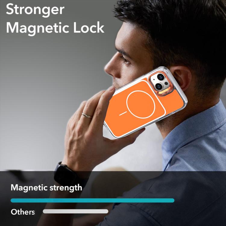 For iPhone 14 Plus Bright Color Blocking Camera Bracket Magnetic Phone Case