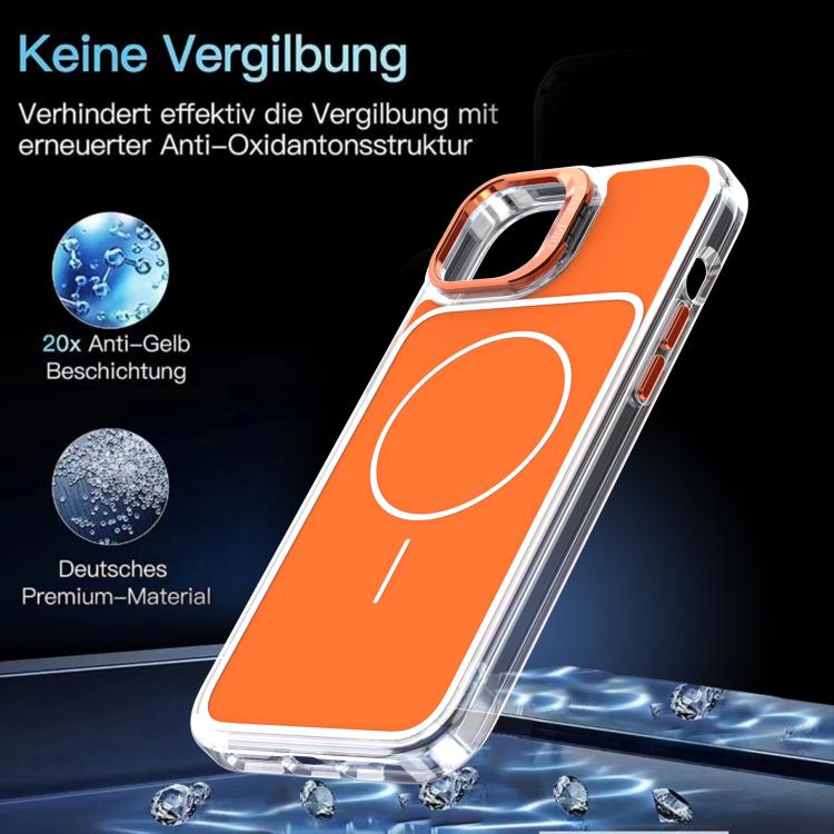 For iPhone 14 Plus Bright Color Blocking Camera Bracket Magnetic Phone Case