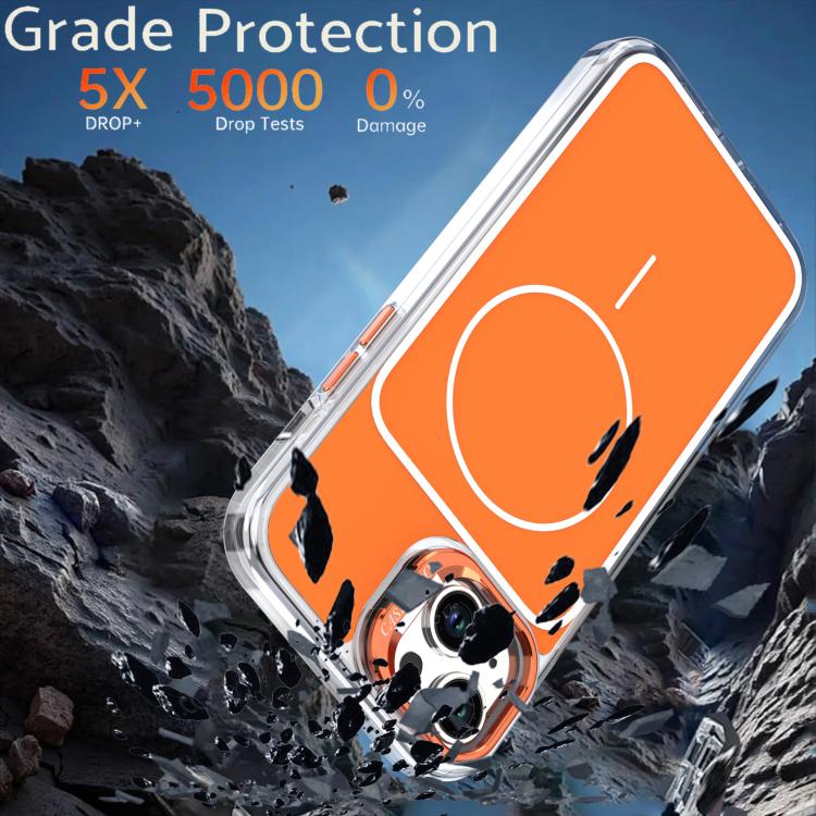 For iPhone 14 Plus Bright Color Blocking Camera Bracket Magnetic Phone Case