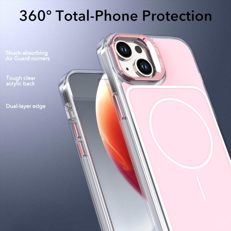 For iPhone 14 Plus Bright Color Blocking Camera Bracket Magnetic Phone Case