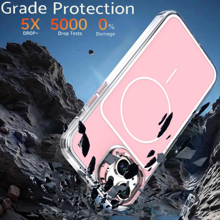 For iPhone 14 Plus Bright Color Blocking Camera Bracket Magnetic Phone Case