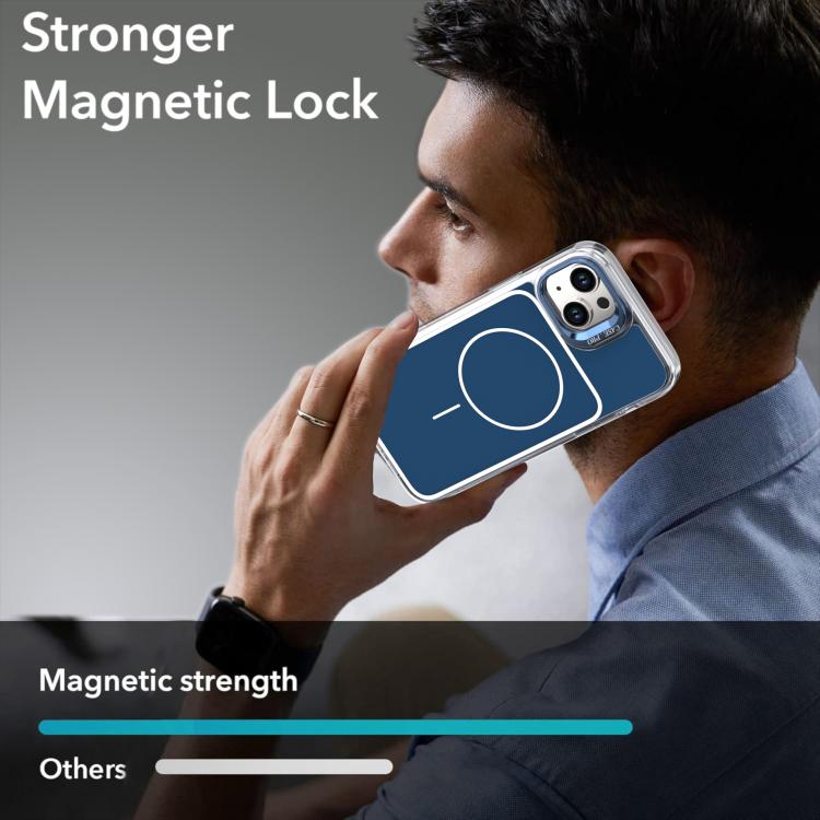 For iPhone 14 Plus Bright Color Blocking Camera Bracket Magnetic Phone Case