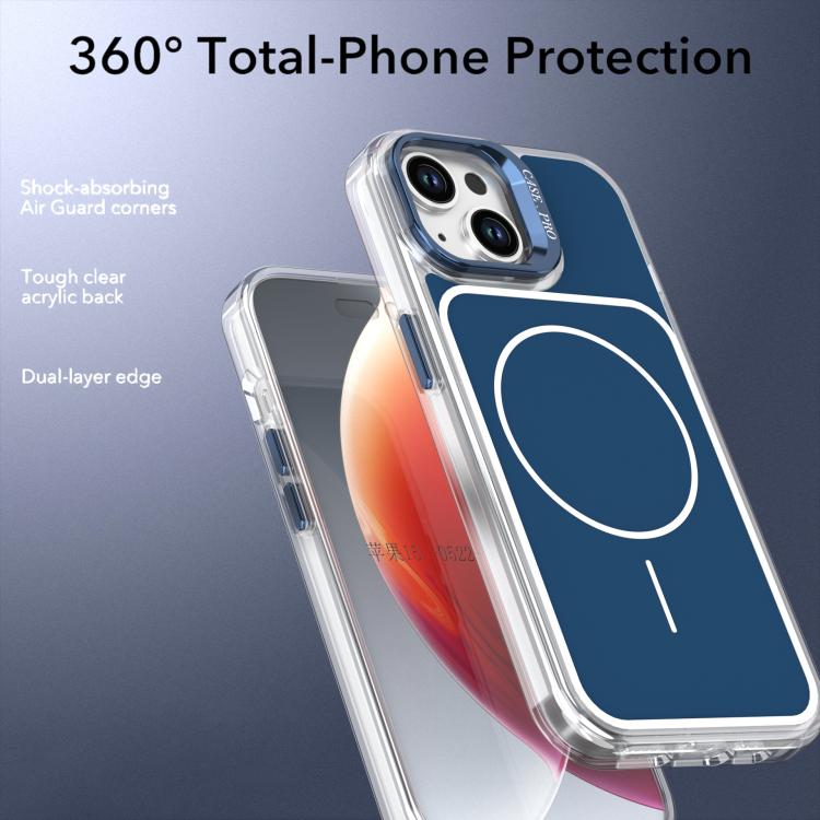 For iPhone 14 / 13 Bright Color Blocking Camera Bracket Magnetic Phone Case