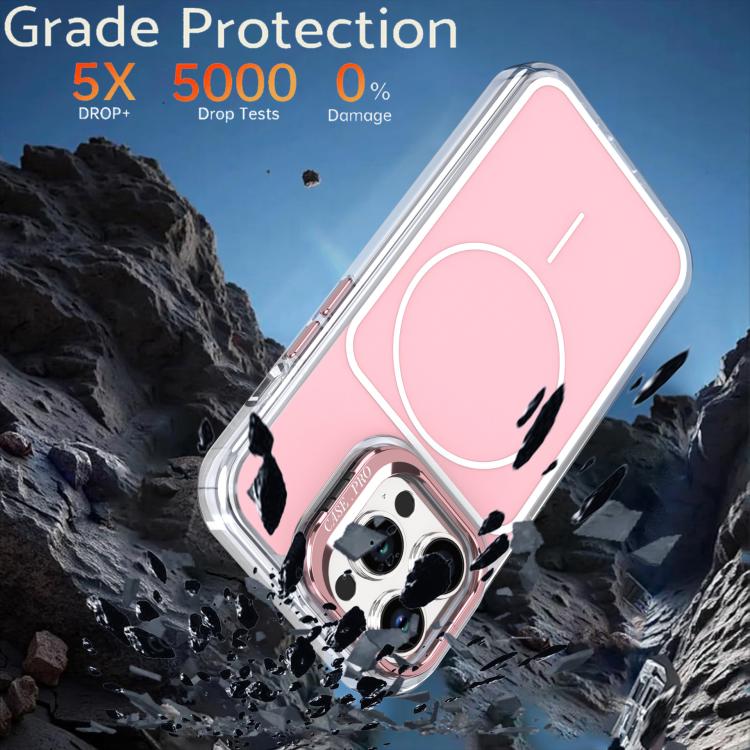 For iPhone 13 Pro Max Bright Color Blocking Camera Bracket Magnetic Phone Case