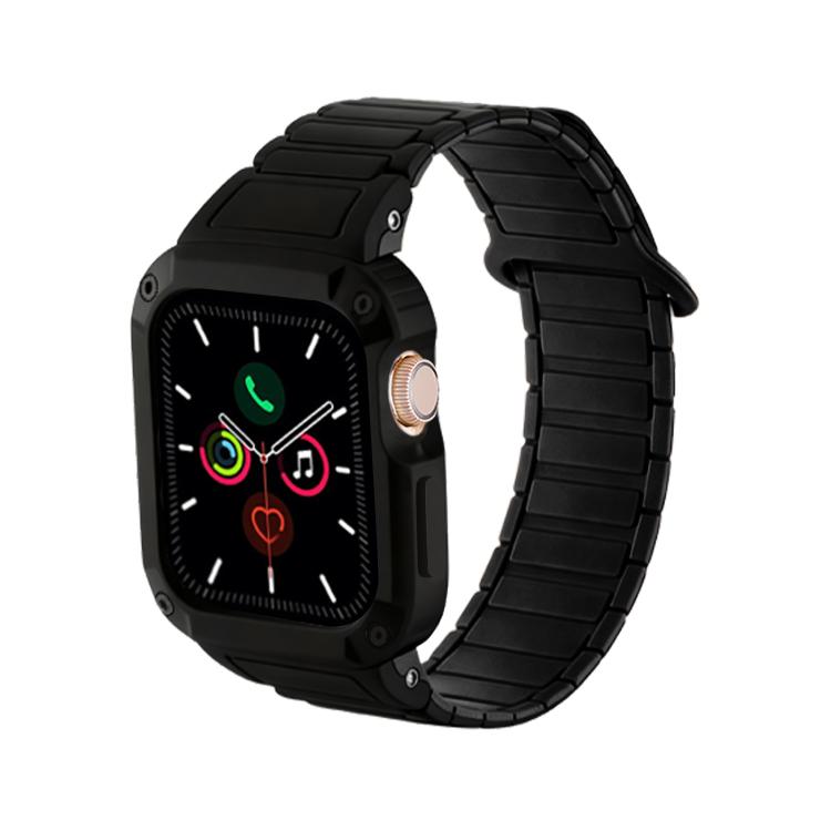 For Apple Watch 41mm / 40mm Reverse Buckle Magnetic Integrated TPU Cover Silicone Watch Band