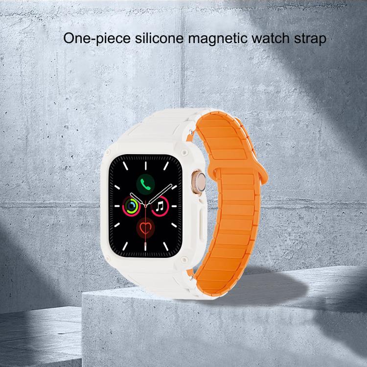 For Apple Watch 41mm / 40mm Reverse Buckle Magnetic Integrated TPU Cover Silicone Watch Band