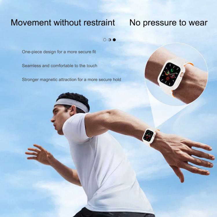 For Apple Watch 41mm / 40mm Reverse Buckle Magnetic Integrated TPU Cover Silicone Watch Band