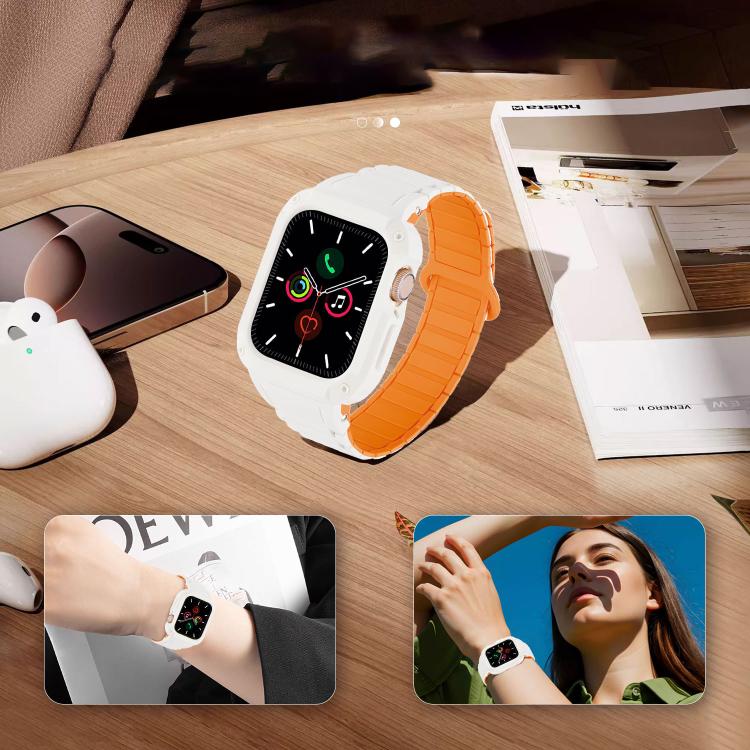 For Apple Watch 41mm / 40mm Reverse Buckle Magnetic Integrated TPU Cover Silicone Watch Band