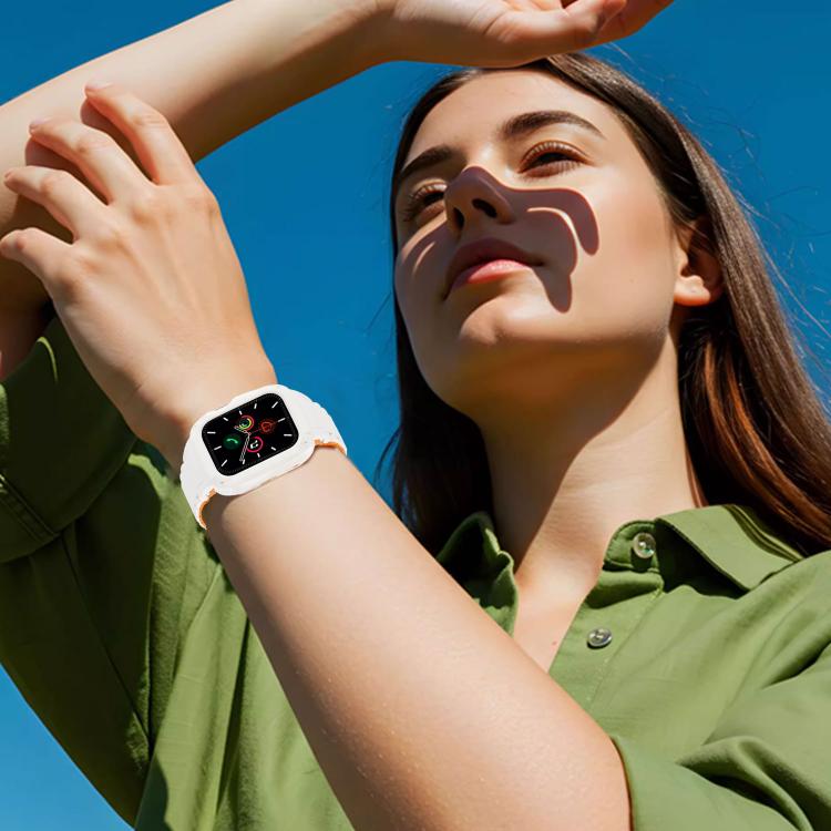For Apple Watch 41mm / 40mm Reverse Buckle Magnetic Integrated TPU Cover Silicone Watch Band