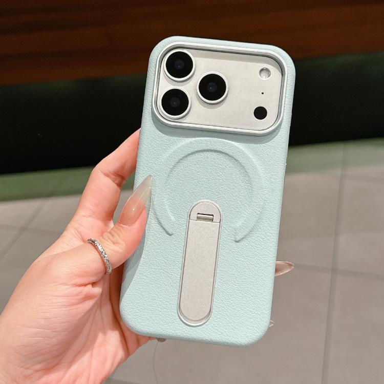For iPhone 17 Pro Max Invisible Holder PC + Vegan Leather Magnetic Phone Case